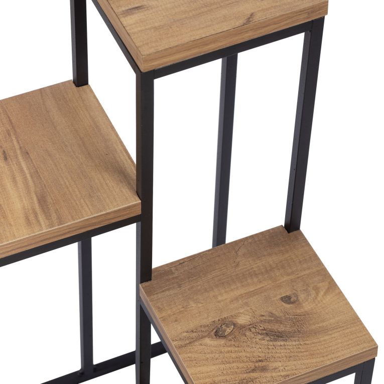 Scaffali Marrone Noce Nero 4 Ripiani Materiale Struttura in Metallo 34x65x39h cm, Colore Struttura Nero - Mompeo