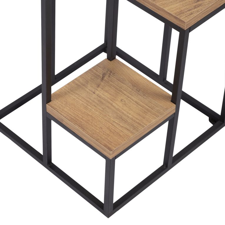 Scaffali Marrone Noce Nero 4 Ripiani Materiale Struttura in Metallo 34x65x39h cm, Colore Struttura Nero - Mompeo