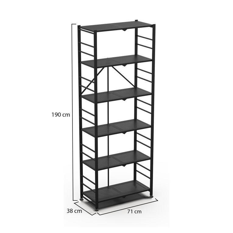 Scaffali Nero 6 Ripiani Peso Supportato 40 kg, - Ficulle