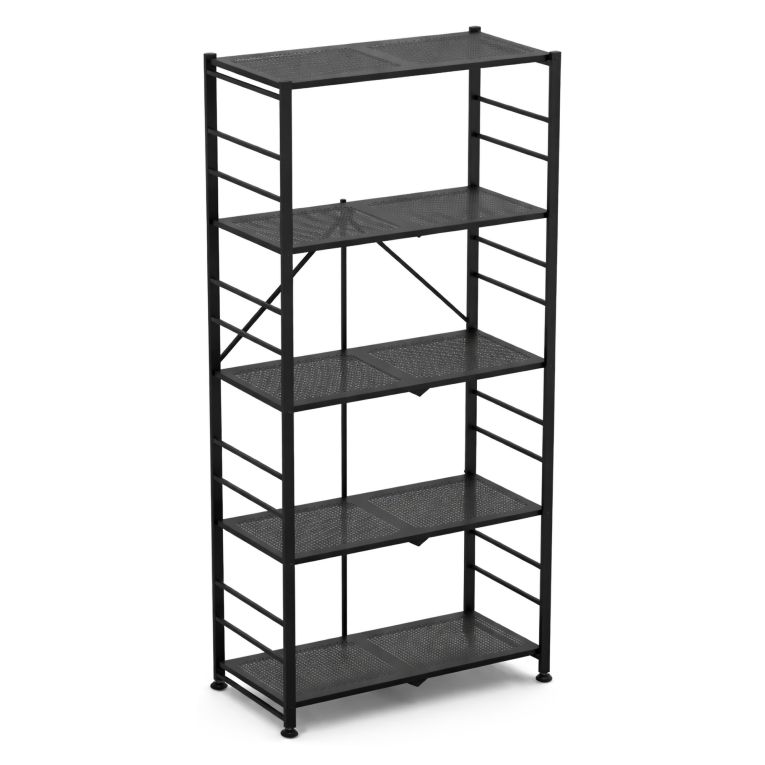 Scaffali Nero Antracite 5 Ripiani Richiudibile 71x38x156h cm, Peso Supportato 40 kg - Minori