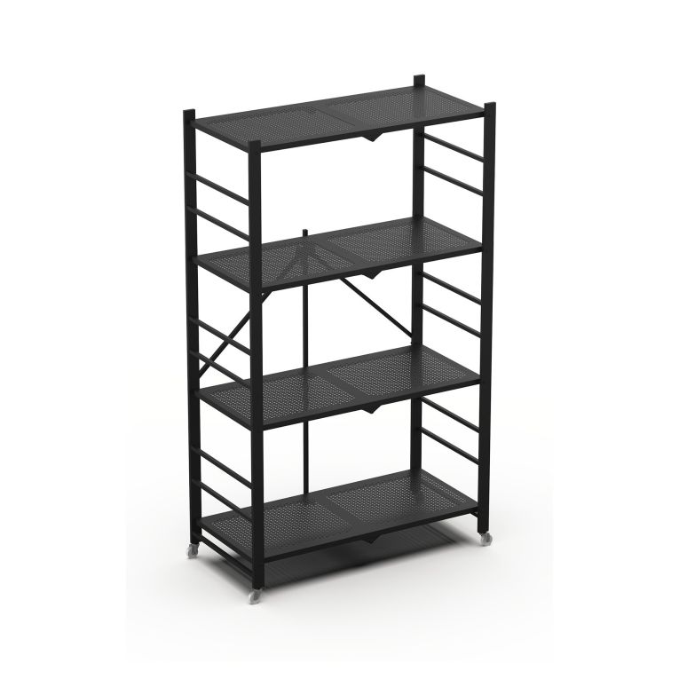 Scaffali Nero Ruote 4 Ripiani, Peso Supportato 40 kg - Soprana