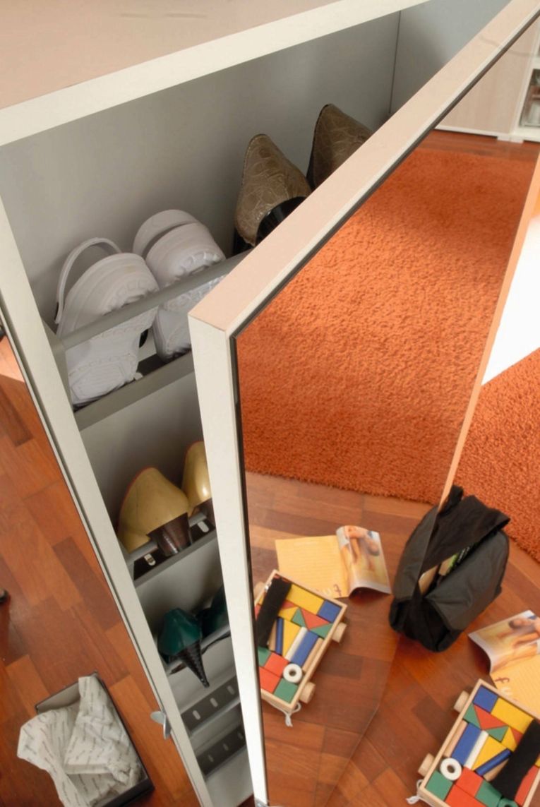 Scarpiera 10 paia bianca 50x178h cm con specchio - Amonature