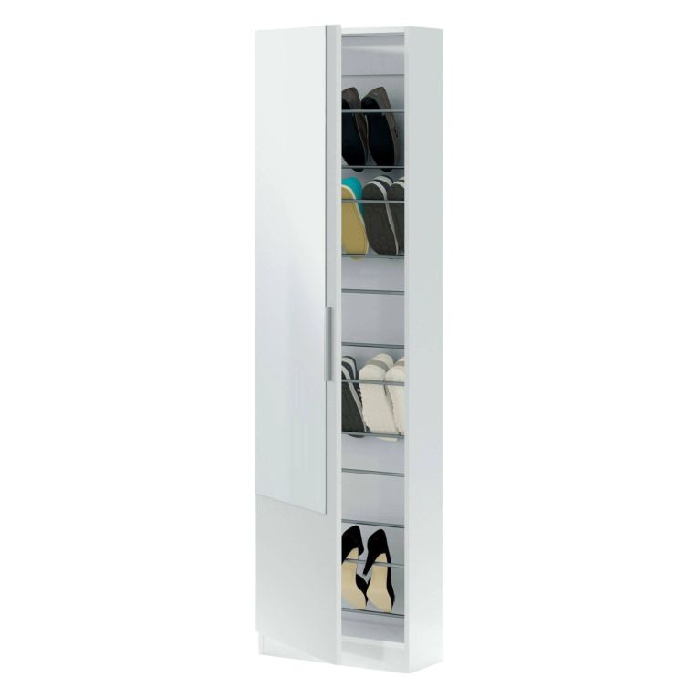 Scarpiera 16 paia bianca 50x180h cm 1 anta specchio - Euro