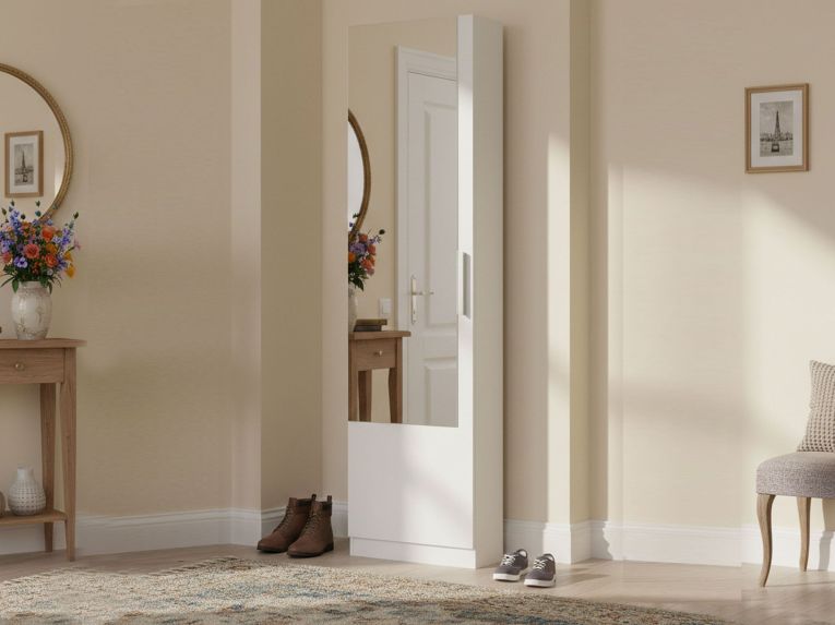 Scarpiera 16 paia bianca 50x180h cm 1 anta specchio - Euro