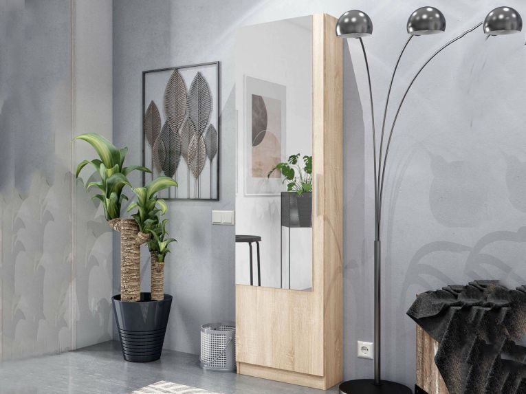 Scarpiera 16 paia rovere 50x180h cm con specchio - Euro