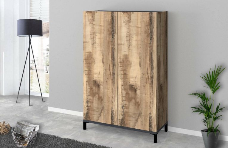 Scarpiera 2 ante acero e ardesia 90x147h cm - Uvarovite