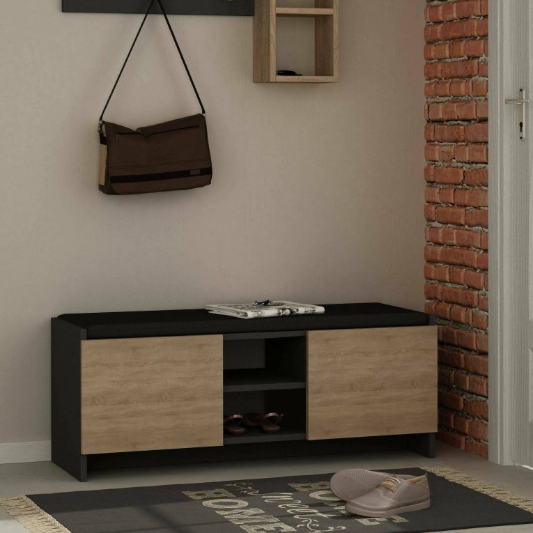 Scarpiera 2 ante antracite e rovere 110x43h cm - Axar