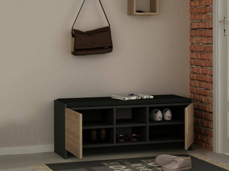 Scarpiera 2 ante antracite e rovere 110x43h cm - Axar