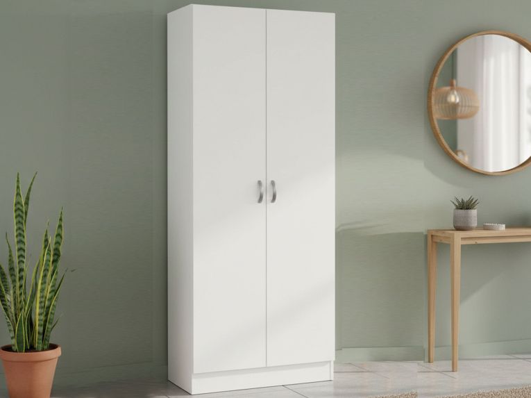 Scarpiera 2 ante bianca 69x170h cm con ripiani regolabili - Erinni