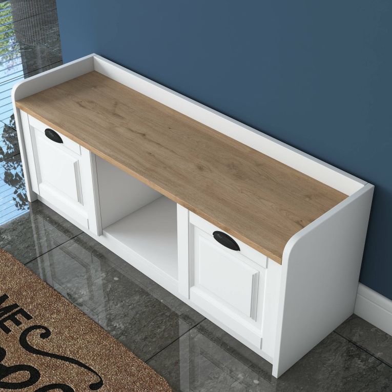 Scarpiera 2 ante bianca e noce 120x45h cm - Egay
