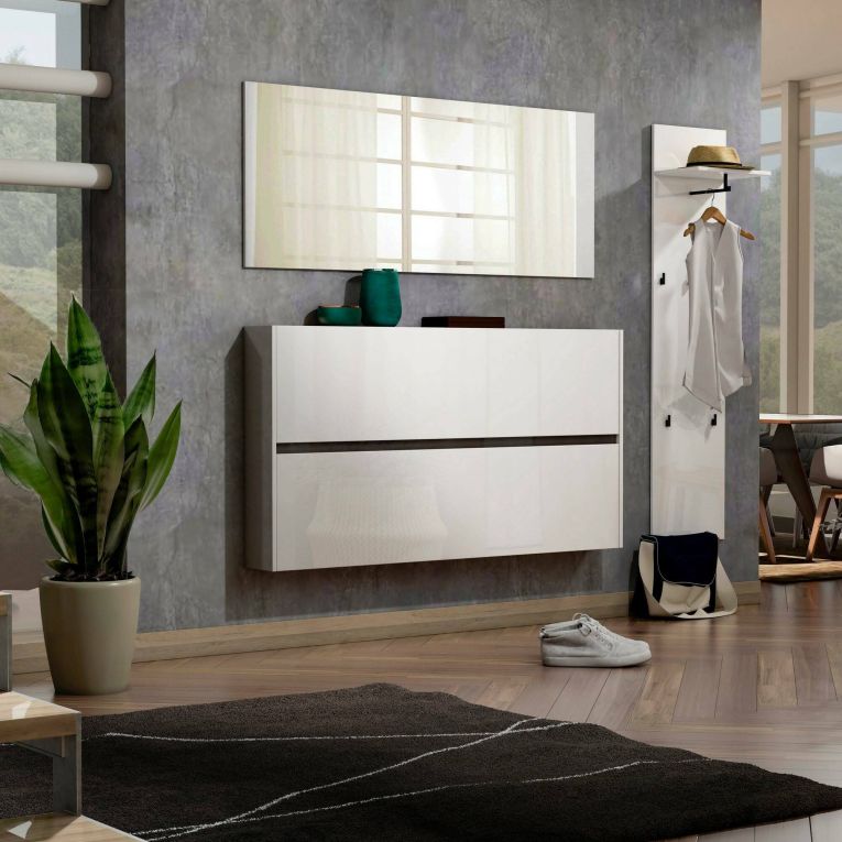 Scarpiera 2 ante bianca lucida 160x85h cm - Anedda