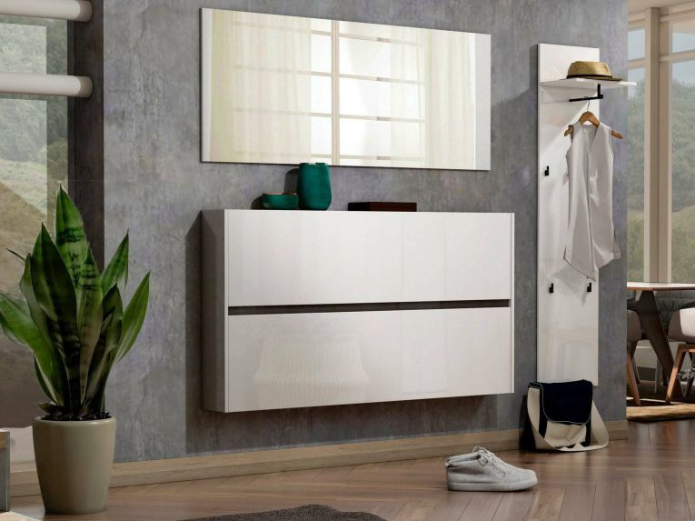 Scarpiera 2 ante bianca lucida 160x85h cm - Anedda