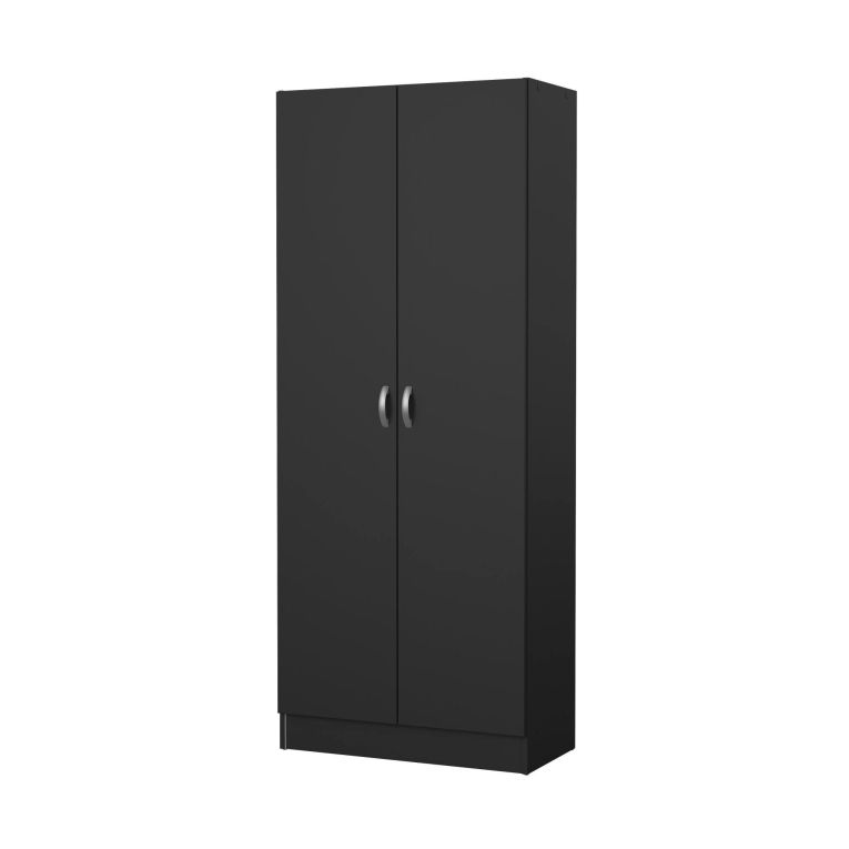 Scarpiera 2 ante nera 69x170h cm con ripiani regolabili - Erinni