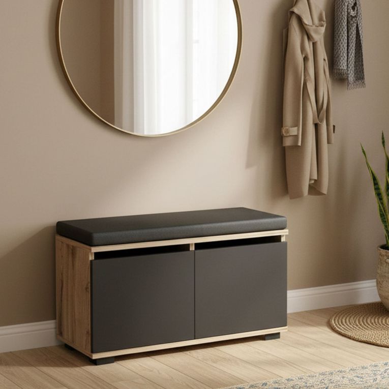 Scarpiera 2 ante noce e nera 80x42h cm - Delphin