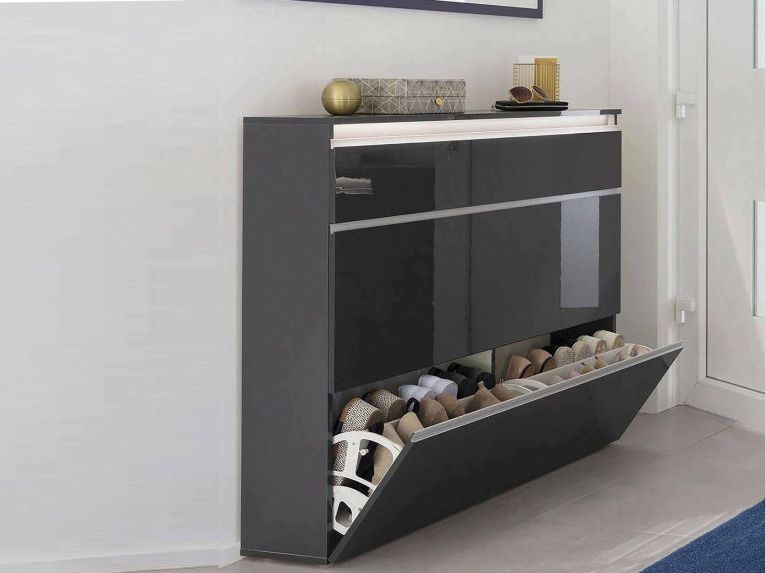 Scarpiera 3 ante antracite lucida 120x108h cm - Amuri