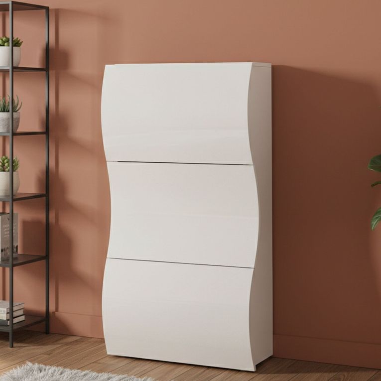 Scarpiera 3 ante bianca lucida 71x122h cm in legno - Borea