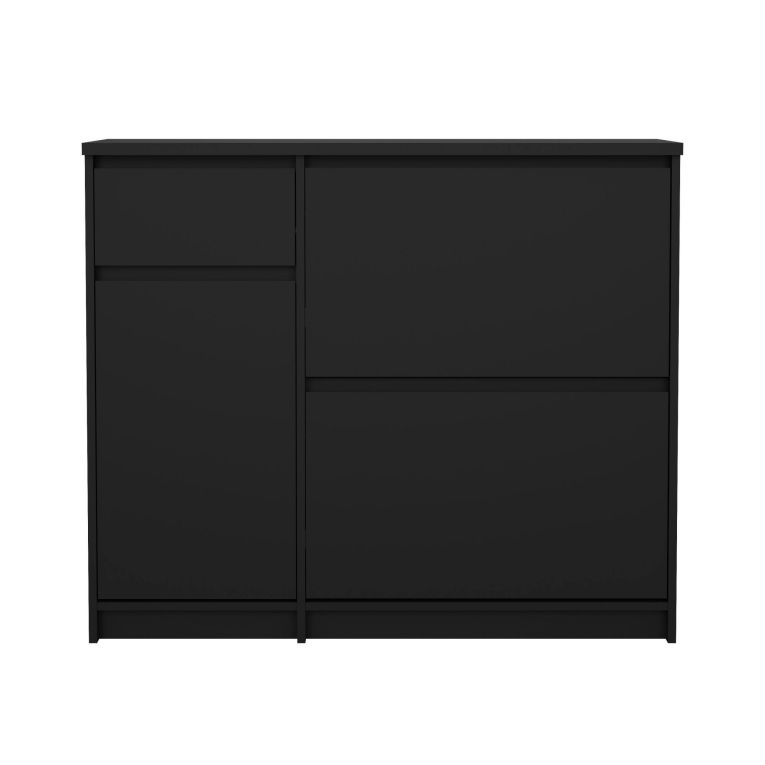 Scarpiera 3 ante e 1 cassetto nera 108x92h cm - Todd