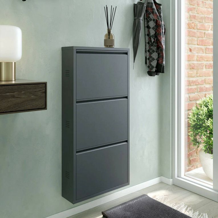 Scarpiera 3 ante nera 50x104h cm in metallo - Alexa