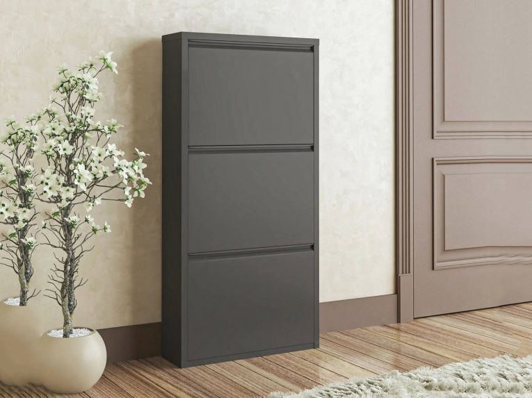 Scarpiera 3 ante nera 50x104h cm in metallo - Alexa