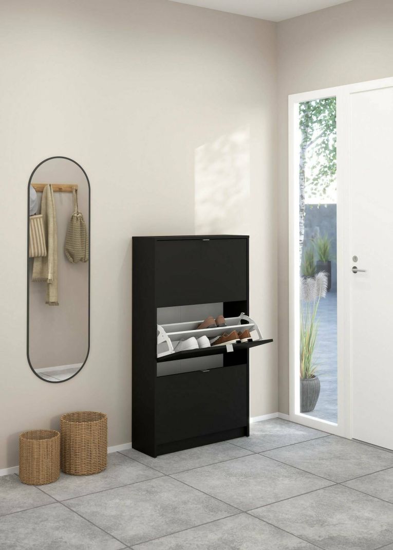 Scarpiera 3 ante nera 70x123h cm - Irina