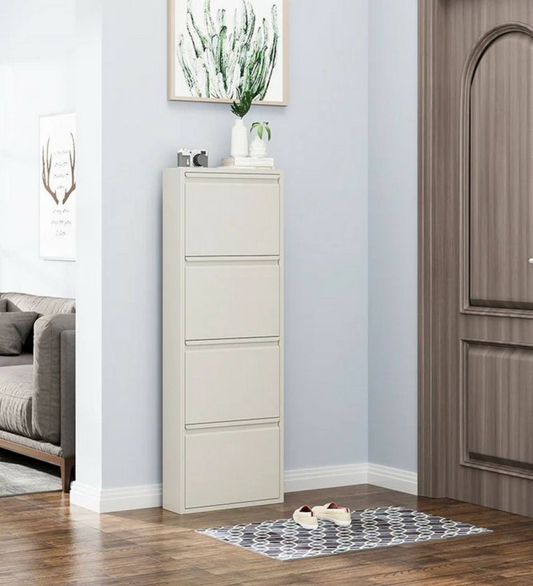 Scarpiera 4 ante bianca 50x138h cm in metallo - Axe