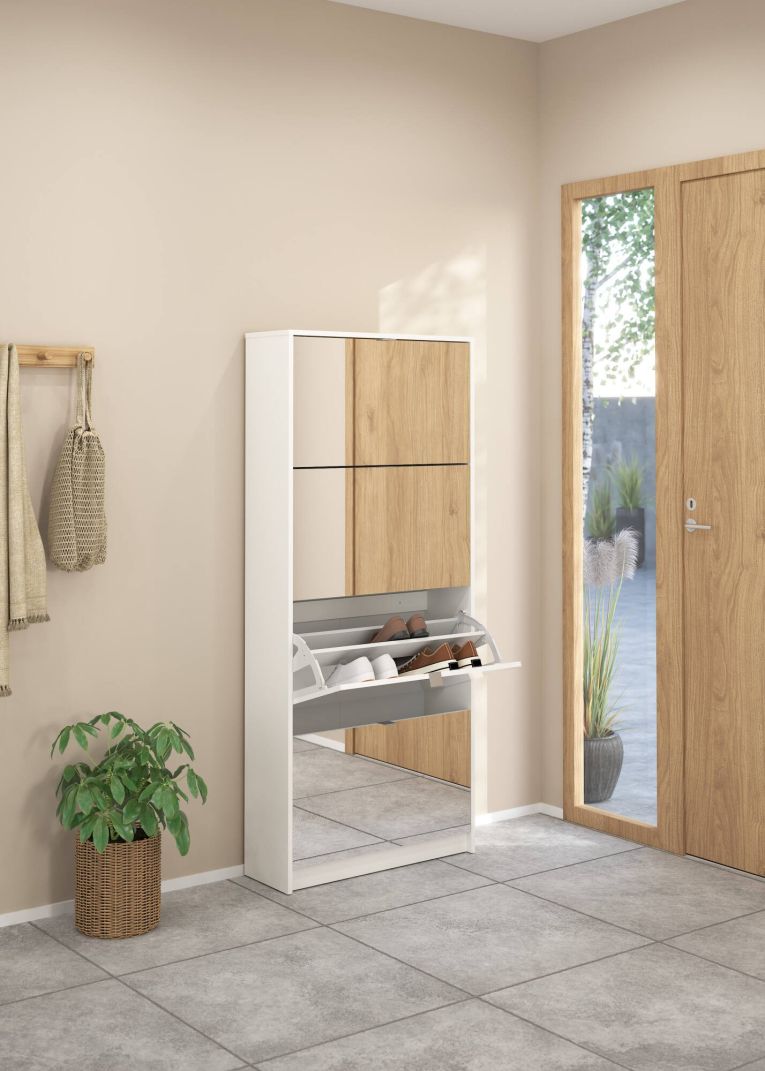 Scarpiera 4 ante bianca 70x162h cm 24 paia - Aepytus