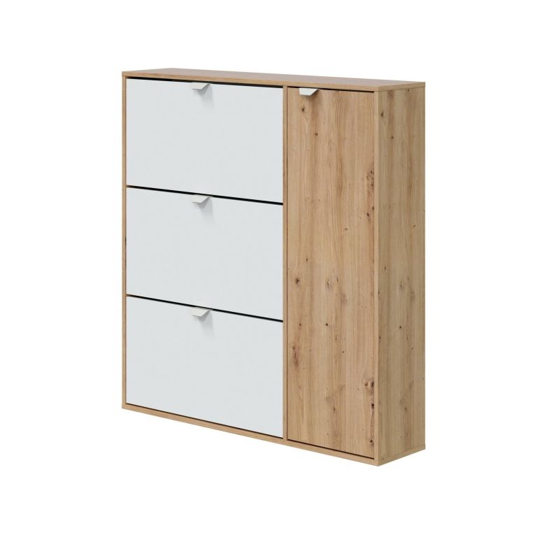 Scarpiera 4 ante bianca e rovere 105x112h cm - Anuk