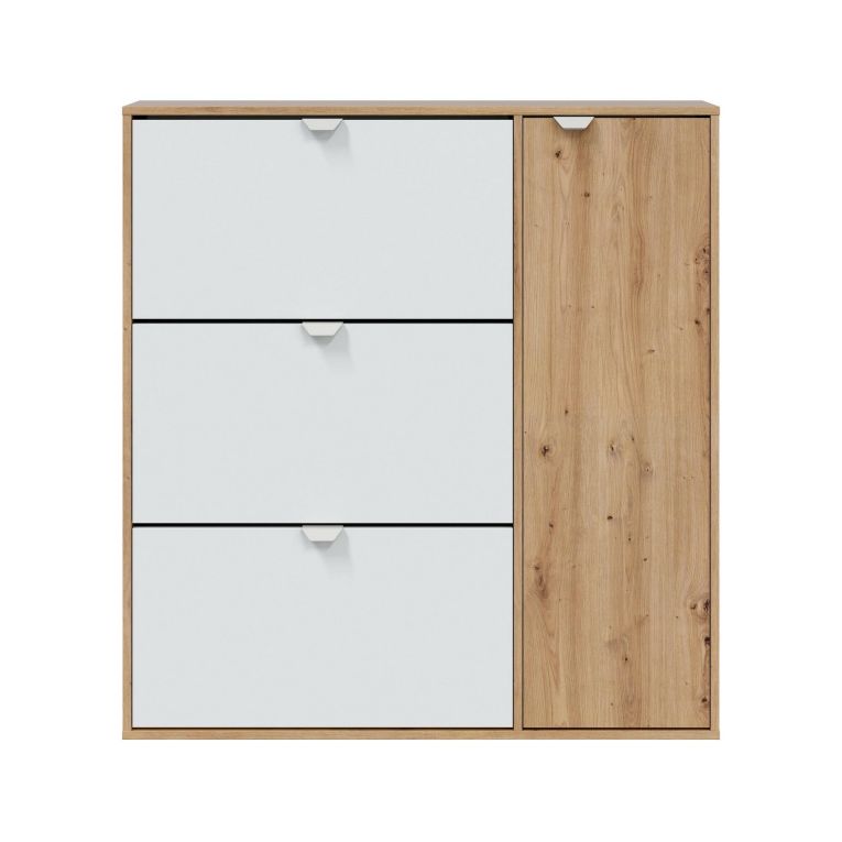 Scarpiera 4 ante bianca e rovere 105x112h cm - Anuk