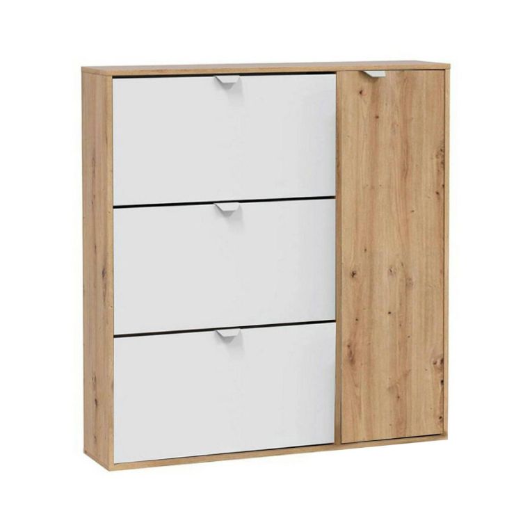 Scarpiera 4 ante bianca e rovere 105x112h cm - Anuk