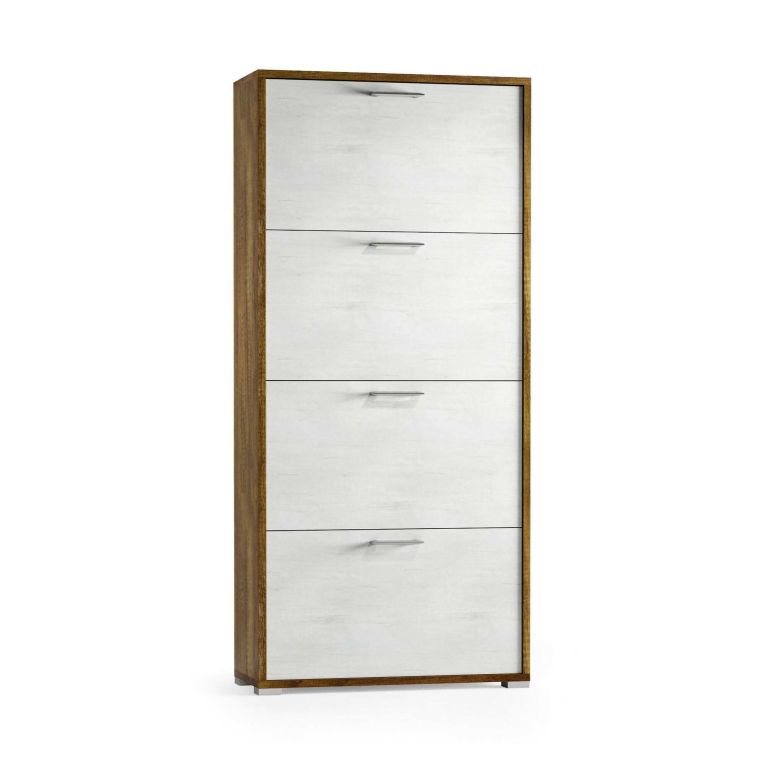Scarpiera 4 ante bianca e rovere 67x147h cm - Adeindein