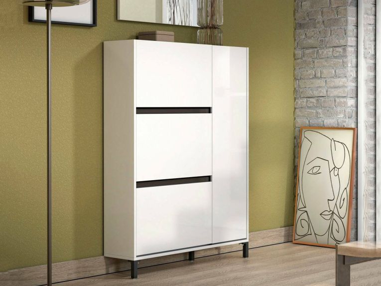 Scarpiera 4 ante bianca lucida 103x136h cm - Visone