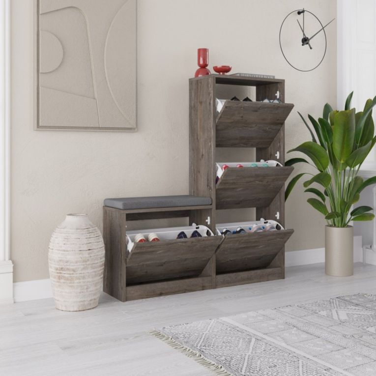 Scarpiera 4 ante marrone 105x119h cm - Velma