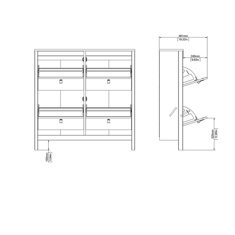 Scarpiera 4 ante nera 102x102h cm - Actinidia