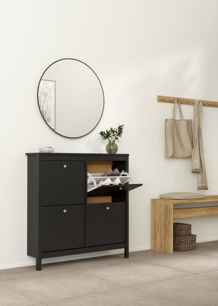 Scarpiera 4 ante nera 102x102h cm - Actinidia