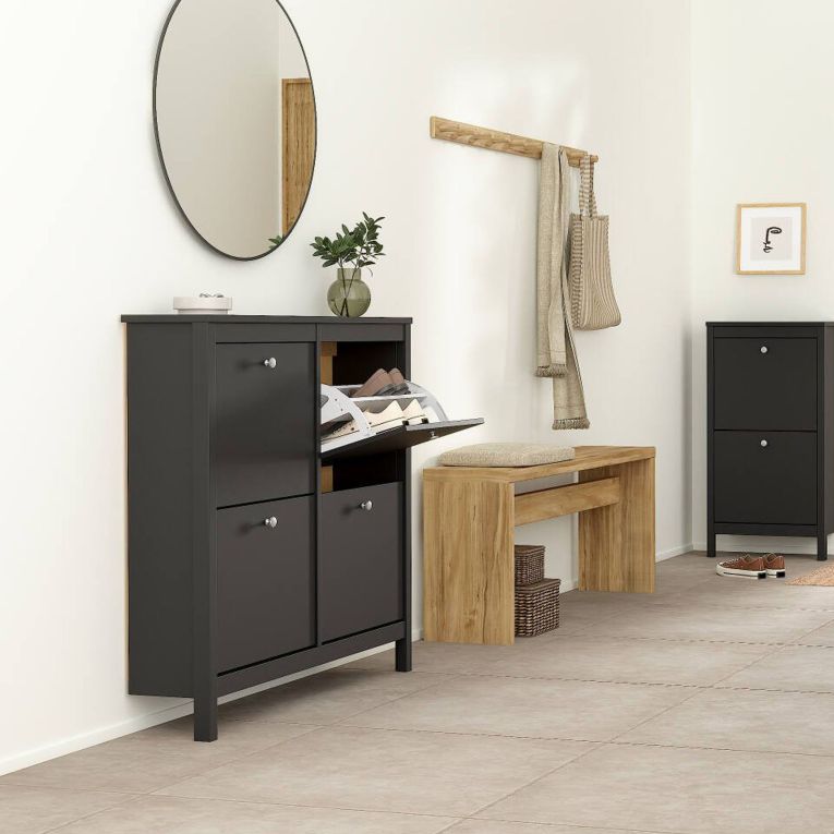 Scarpiera 4 ante nera 102x102h cm - Actinidia