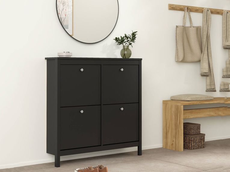 Scarpiera 4 ante nera 102x102h cm - Actinidia