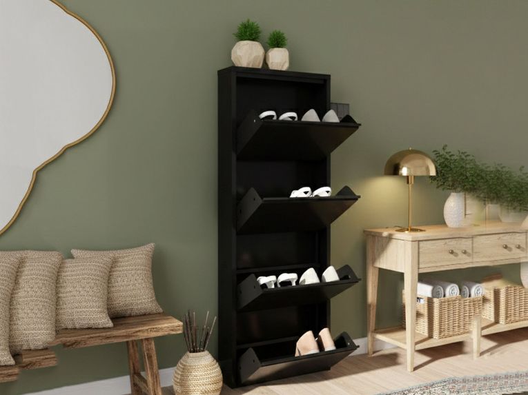 Scarpiera 4 ante nera 50x138h cm in metallo - Axe