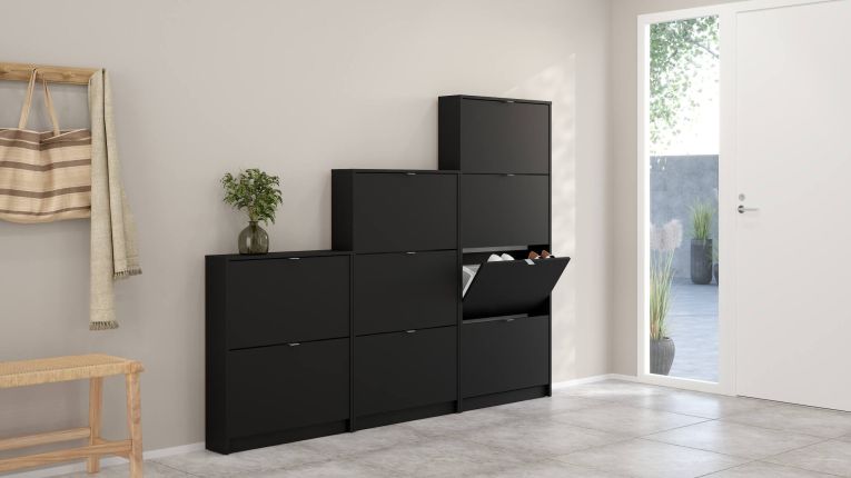 Scarpiera 4 ante nera 70x162h cm 12 paia - Desideria