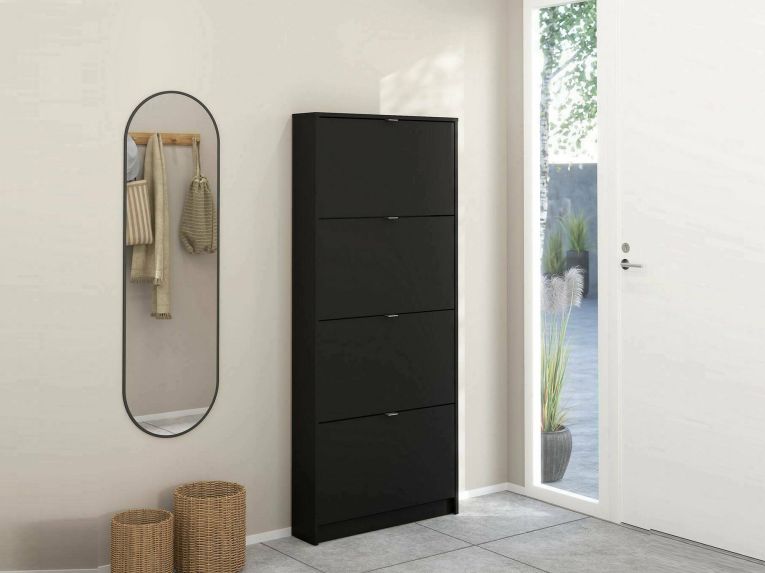 Scarpiera 4 ante nera 70x162h cm 12 paia - Desideria