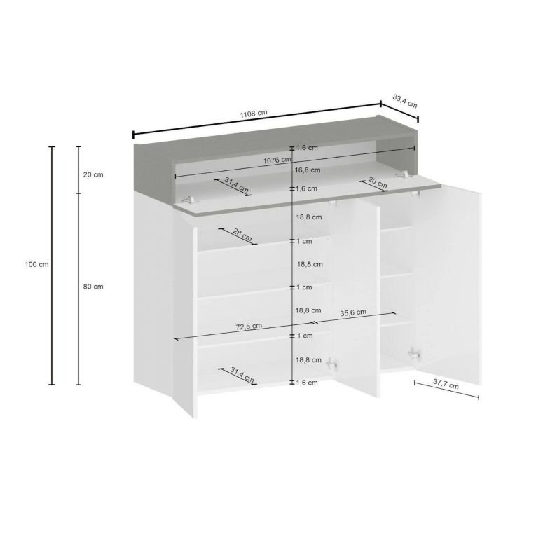 Scarpiera 4 ante rovere 114x100h cm - Griselda