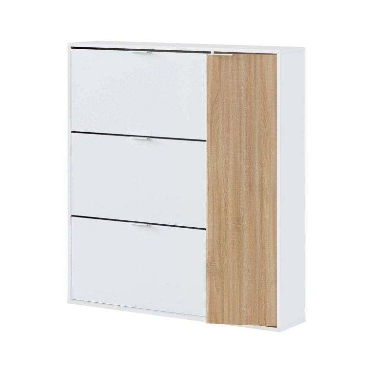 Scarpiera 4 ante rovere e bianca lucida 105x112h cm - Angor
