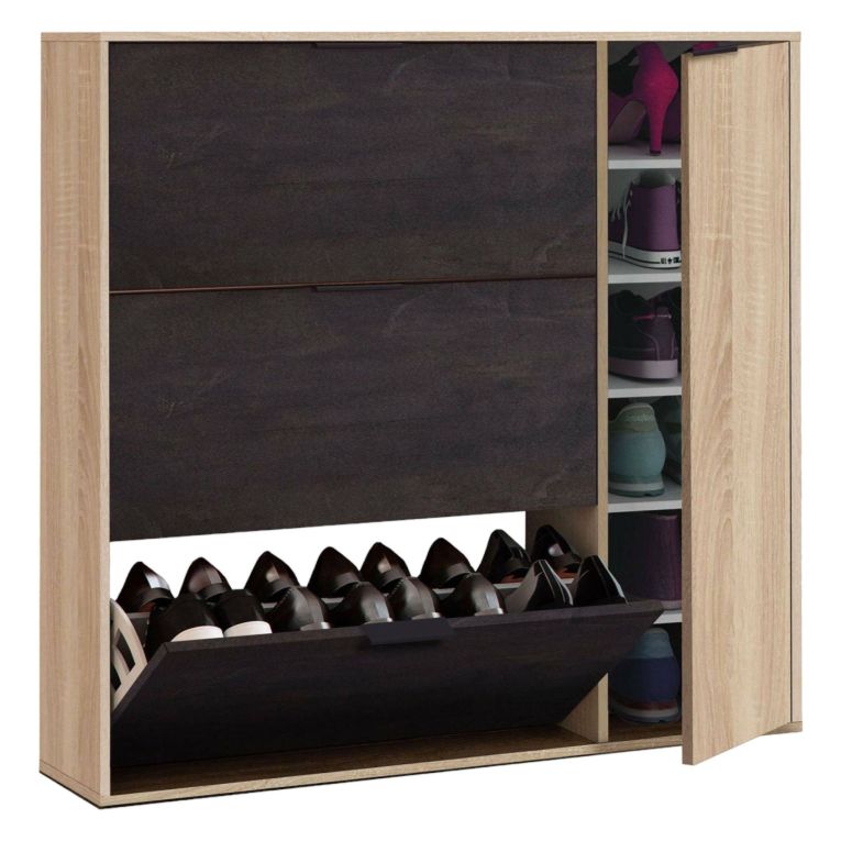 Scarpiera 4 ante rovere e nera 106x115h cm - Ammour