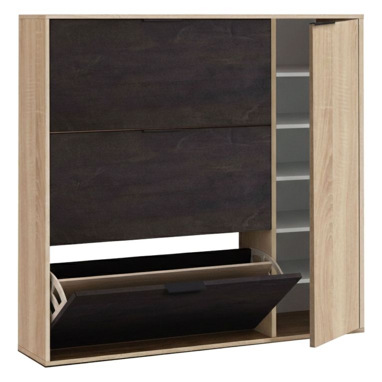 Scarpiera 4 ante rovere e nera 106x115h cm - Ammour