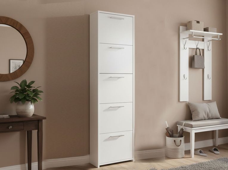 Scarpiera 5 ante bianca 50x178h cm - Asclepio