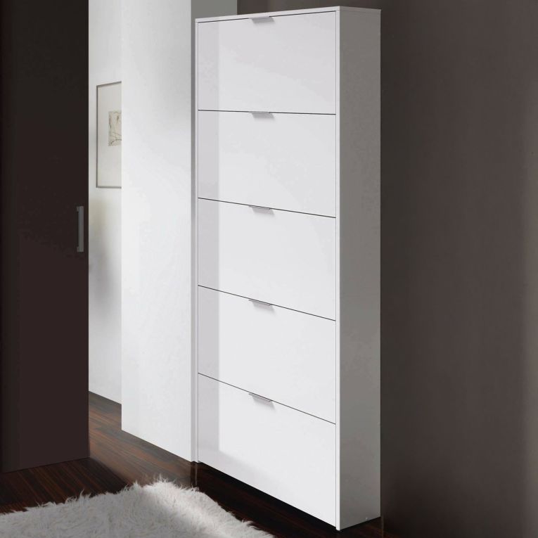 Scarpiera 5 ante bianca lucida 70x180h cm - Anatra