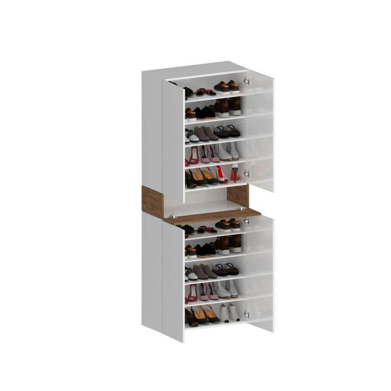 Scarpiera 5 ante bianca lucida e rovere 76x200h cm - Asklol