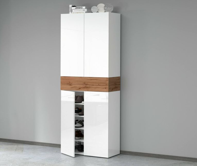 Scarpiera 5 ante bianca lucida e rovere 76x200h cm - Asklol