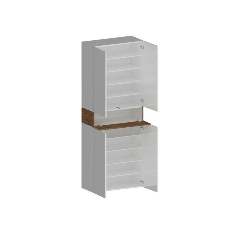 Scarpiera 5 ante bianca lucida e rovere 76x200h cm - Asklol