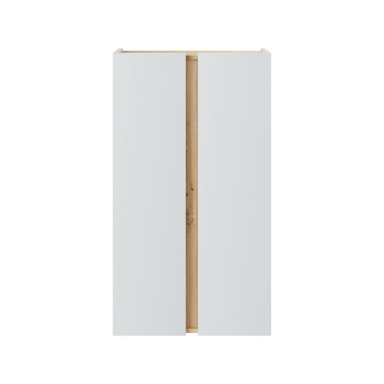 Scarpiera Ajlune, Mobile portascarpe, Armadio da ingresso multiuso, Mobiletto per calzature, 57x35 h102 cm, Bianco e Rovere Nodi