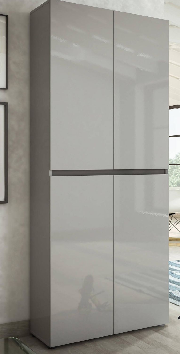 Scarpiera Alberton, Mobile portascarpe, Armadio da ingresso multiuso, Mobiletto per calzature, Made in Italy, 80x34h200 cm, Grigio